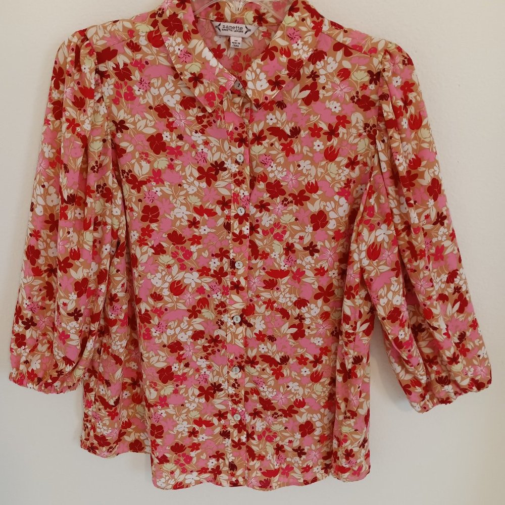 Nanette Lepore red floral print blouse
